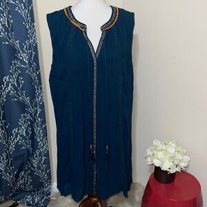 NEW Perch by Blu Pepper Bohemian Boho Shift Dress Sleeveless Tassels sz 3X